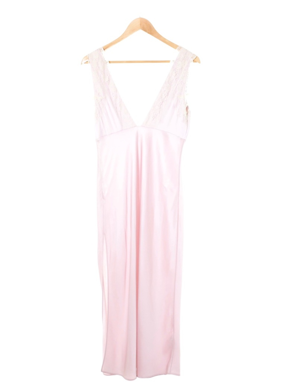 Abercrombie & Fitch Contrast Lace Pastel Pink Satin Slip Midi Dress Womens S Y2K - Picture 5 of 10